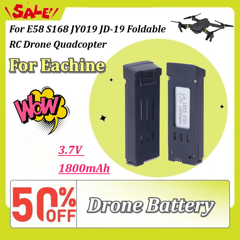 新しい 3.7V 1800mAh 充電式リチウム電池 Eac - Eachine Drone E58 のレビューと価格